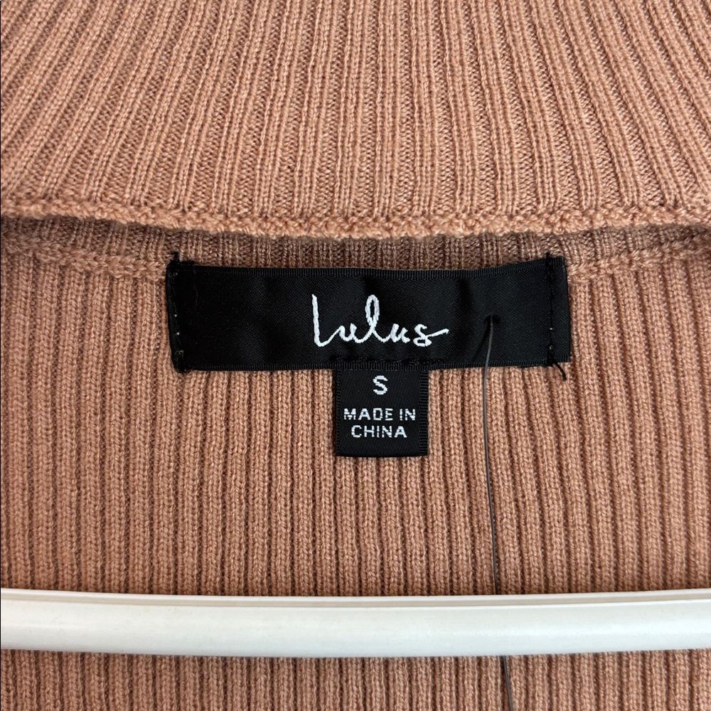 Lulu's ribbed knit cutout Camel Long Sleeve Bodysuit Women’s small NWT mock neck - Picture 10 of 16